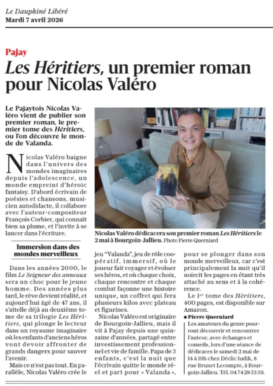 Article du Dauphiné Libéré consacré à Nicolas Valero